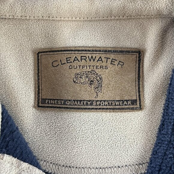 Clearwater Outfitters Mens L Navy Blue 1/4 Button Fleece Pullover Warm Casual - Picture 3 of 9